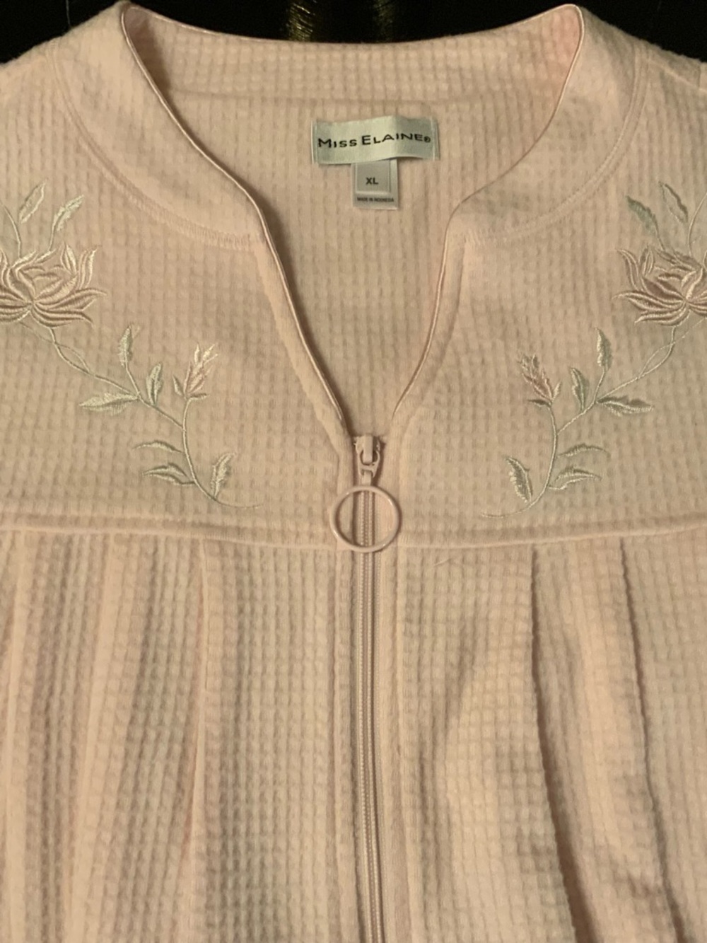 Miss Elaine Long Zip-Front Nightgown in Light Pink - Picture 2 of 4